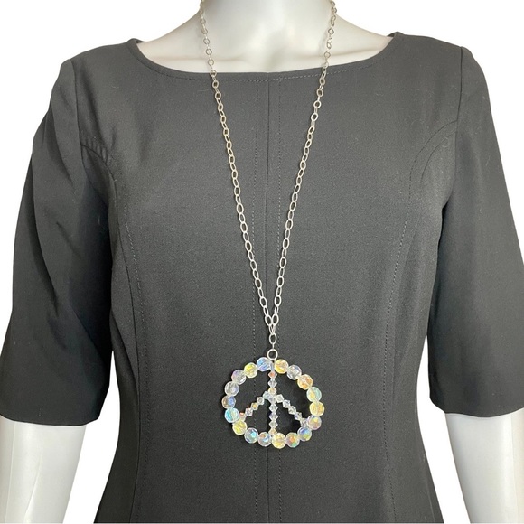 Chic Boutique Designs Jewelry - 32” Sterling Silver Swarovski Crystal Peace Necklace – Handmade & One-of-a-Kind